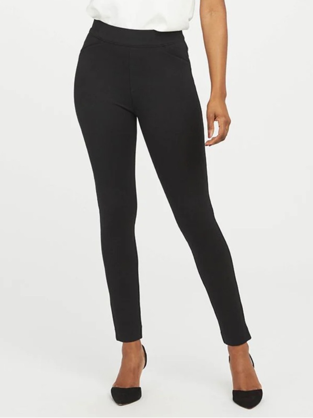 Spanx Perfect Pant M backseam ankle skinny black tummy control office work
